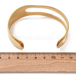 女性用304ステンレススチールカフバングル  18KGP本金メッキ  内径：43x66.5mm&nbsp;BJEW-B123-01G