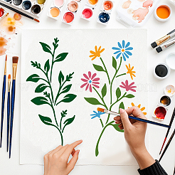 ペット中空描画絵画ステンシル 1 セット  DIYスクラップブック用  フォトアルバム  アートペイントブラシ1本付き  花  300x300mm  3スタイル  1個/スタイル  3pc&nbsp;DIY-MA0006-48