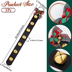 PUレザーペンダント装飾  鉄のベルと不織布の蝶結びのクリスマスパーティー吊り飾り  ゴールドカラー  513mm&nbsp;HJEW-WH20003-08