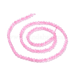 キャッツアイビーズ連売り  ラウンド  多面カット  ショッキングピンク  3mm  穴：0.2mm  14.17インチ（36cm）  122個/連&nbsp;X-CE-I005-B19
