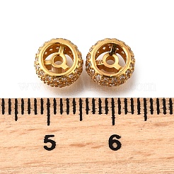 スターリングシルバーマイクロパヴェクリアキュービックジルコニアビーズ925個  ロンデル  18KGP本金メッキ  7.5x4mm  穴：1.2mm&nbsp;STER-F061-07G