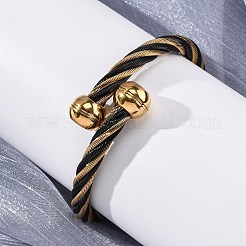 女性用304ステンレススチールトルクバングル  イオンプレーティング（ip）  ミックスカラー  7/8インチ（2.15cm）  内径：2-1/4インチ（5.85x5.75cm）&nbsp;BJEW-P310-22G