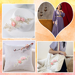 ポリエステル刺繡スパンコールコスチュームアクセサリー  ミシンクラフト装飾  花  サンゴ  290x101x1.5mm&nbsp;DIY-WH20025-017B