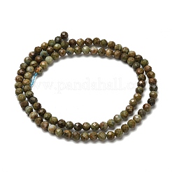 天然アフリカンターコイズ（ジャスパー）ビーズ連売り  多面カット  ラウンド  4mm  穴：0.5mm  約95~96個/連  14.96''（38センチメートル）&nbsp;G-RM2025524-A02-4mm