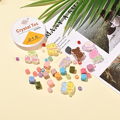 DIYジュエリーセット製作キット  混合形状の模造ゼリーと不透明および透明のアクリルビーズを含む  伸縮性ストレッチスレッド  ミックスカラー  ビーズ：104個/セット&nbsp;DIY-YW0003-76