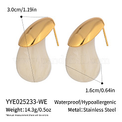 女性用304ステンレススチール樹脂製スタッドピアス  ティアドロップ  ゴールドカラー  古いレース  30x16mm&nbsp;LA4753-2