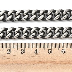 9.5mm 667ステンレススチール製キューバンリンクチェーンネックレス（メンズ）  アンティークシルバー  23.82インチ（60.5cm）&nbsp;NJEW-D339-01
