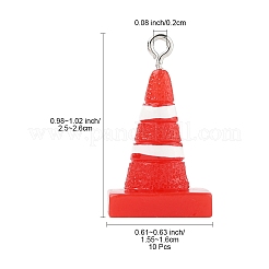 樹脂製アイアンペンダント10個  コーン  レッド  25~26x15.5~16x15.5~16mm  穴：2mm&nbsp;RESI-FS0002-06
