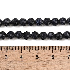 合成ブルーゴールドストーン青金砂石ビーズ連売り  ラウンド  多面カット  5.5~6mm  穴：0.9mm  約67個/連  14.02''~14.21''（35.6~36.1センチメートル）&nbsp;GG-CBA199E-F02-6mm
