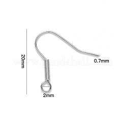 変色しにくい304ステンレススチール製ピアスフック  耳ワイヤー  水平ループ付き  ステンレス鋼色  19~21x21mm  穴：2mm  21ゲージ  ピン：0.7mm&nbsp;STAS-S111-008