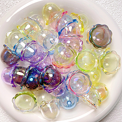 70色UVメッキアクリルビーズキャップ7個  花  ミックスカラー  15.5x24x24mm  穴：3mm  10個/カラー&nbsp;OACR-SP0001-60