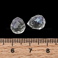 透明なガラスビーズを電気  ティアドロップ  グリッターパウダー付き  多面カット  ミックスカラー  10x8~8.5mm  穴：1.2mm  約1428個/1000g&nbsp;GLAA-A045-05