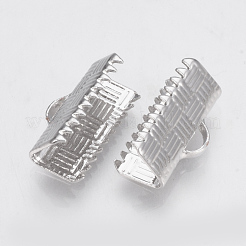 真鍮製カシメリボン止めエンドパーツ  長方形  プラチナ  7x13mm  穴：1x3mm&nbsp;KK-Q747-10D-P