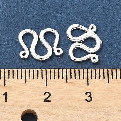 真鍮製S字クラスプ  長持ちメッキ  鉛フリー＆カドミウムフリー  ラックめっき  925銀メッキ  8x10.5x1mm&nbsp;KK-H532-07A-S