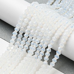 ジェイド風ガラスビーズ連売り  多面カット  双円錐形  透明  4x4mm  穴：0.8~1mm  約75~78個/連  28~29cm&nbsp;GLAA-F029-J4mm-05