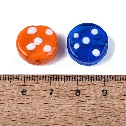 手作りランプワークビーズ  フラットラウンドと点  ミックスカラー  15~16x7~9mm  穴：1.2~1.8mm&nbsp;LAMP-N040-02