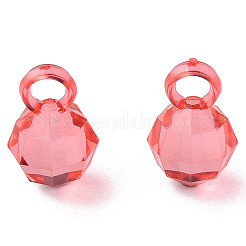 透明なアクリルパーツ  多面カット  ラウンド  レッド  18x11x11mm  穴：4mm&nbsp;MACR-S373-125-B07