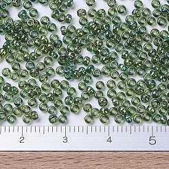 MIYUKIラウンドロカイユビーズ  日本製シードビーズ  （rr288)透明オリーブグリーンab  11/0  2x1.3mm  穴：0.8mm  約1100PCS /ボトル  10 G /ボトル&nbsp;SEED-JP0008-RR0288