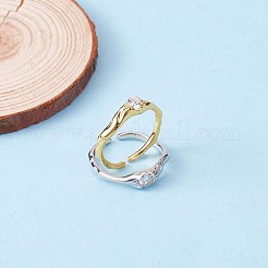 スターリングシルバー オープンカフリング 925個  クリア キュービックジルコニア シンプル 細身 リング 女性用  ゴールドカラー  usサイズ5 1/4(15.9mm)&nbsp;JR890B