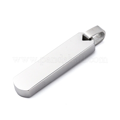 304ステンレスペンダント  長方形チャーム  ステンレス鋼色  40x10x5mm  穴：6x4mm&nbsp;STAS-U043-09P