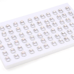 真鍮天然真珠スタッドピアス  925つのスターリングシルバーピン付き  長方形  プラチナメッキ  14x10.2mm  ピン：0.7mm  パール：6mm&nbsp;PEAR-N020-05U