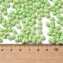 不透明なアクリルビーズ  ダブル穴  オーバル  黄緑  6x4.5x3.3mm  穴：1.2mm  約14516個/500g&nbsp;MACR-K359-04I