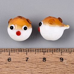 手作りランプワークビーズ  フグ  オレンジ  12~14x12~14x16~18mm  穴：1.2~1.5mm&nbsp;LAMP-Q039-12E