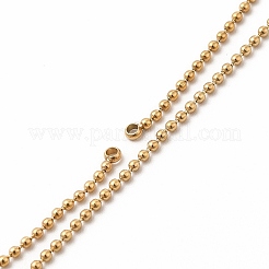 イオンプレーティング（IP）304ステンレススチールブレスレット男性用女性用  ボールチェーン  14KGP本金メッキ  8インチ（20.4cm）  1mm&nbsp;STAS-E185-04G