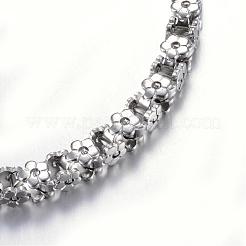 変色しにくい304ステンレススチールブレスレット  花  ステンレス鋼色  8-1/4インチ〜9インチ（210~230mm）&nbsp;STAS-F027-08