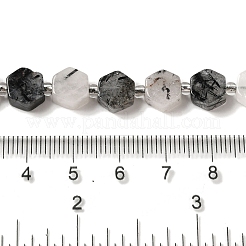 天然石ブラックルチルクォーツビーズ連売り  六角  シードビーズで  8.5~9x8.5~10x4~5mm  穴：1mm  約17~18個/連  7.48''（19センチメートル）&nbsp;G-P534-A04-01
