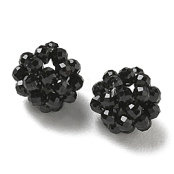 天然ブラックスピネルの織りビーズ  クラスタビーズ  多面カット  ラウンド  8~9mm  穴：1.6mm&nbsp;GG-CBA2E9C-F26-01