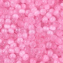 ドローベンチスタイルのガラスシードビーズ  ラウンド  模造キャットアイビーズ  丸い穴  ショッキングピンク  4x3mm  穴：1.4~1.8mm  約7500個/ポンド&nbsp;SEED-N008-11E