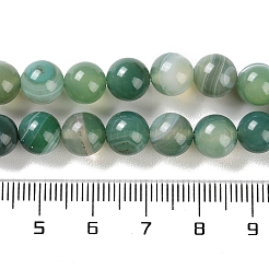 天然石縞瑪瑙/バンデットアゲートビーズ連売り  染め  ラウンド  シーグリーン  8mm  穴：1.2mm  約24個/連  7.48''（19センチメートル）&nbsp;G-Z060-A01-B01