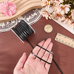 10ヤードの平革紐  PPプラスチックスプール付き  ブレスレットネックレスジュエリー作りのためのdiyロープ  ブラック  3x2mm&nbsp;WL-CL0001-37A