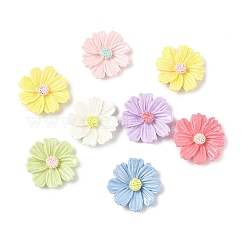 不透明な樹脂カボション  デイジーの花  ミックスカラー  27x26x7mm&nbsp;CRES-I048-02