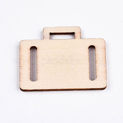 未染色の天然木製ペンダント  レーザー切断  荷物ケース  アンティークホワイト  29x36x2mm  穴：10.5x3mm&nbsp;WOOD-S058-021