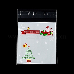 クリスマステーマのプラスチック耐熱皿バッグ  粘着式  チョコレート用  キャンディ  クッキー  正方形  ライトグレー  130x100x0.2mm  約100個/袋&nbsp;OPP-Q004-05C
