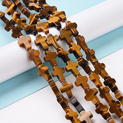 天然石タイガーアイビーズ連売り  宗教  クロス  14x10x4mm  穴：1.2mm  約27~28個/連  15.83''（40.2センチメートル）&nbsp;G-I337-01A