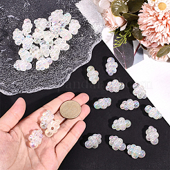 35 個の UV メッキレインボー虹色アクリルビーズ  ツートン  ブドウ  クリアAB  25x16x14mm  穴：3.7mm&nbsp;PACR-PA0001-15