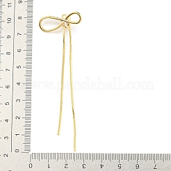 クリアガラスの大きなペンダント  ちょう結びのチャーム  18KGP本金メッキ  86x26.5x6.5mm  穴：1mm&nbsp;KK-Z034-05G