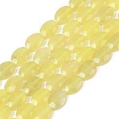 天然石レモンジェイド翡翠ビーズ連売り  多面カット  フラットオーバル  8x6x3mm  穴：0.7~0.8mm  約46~47個/連  14.96~15.16''（38~38.5センチメートル）&nbsp;G-H349-A01-11