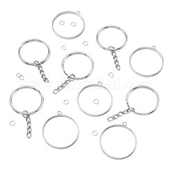 304ステンレススチールオープンバックベゼルペンダント5個  ステンレススチール製スプリットキーリング5個付き  変色防止304ステンレススチール製丸カン10個。  ステンレス鋼色  36x32x3mm  穴：2.5mm  内径：30mm&nbsp;STAS-TAD0001-01F