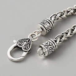女性用ハートクラスプ付き合金喜平チェーンブレスレット  アンティークシルバー  7-3/8インチ（18.8cm）&nbsp;BJEW-WH0011-26AS