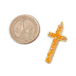 ガラスチャーム  クロスチャーム  合金ペンダントと銅線付き  多面カット  ミックスカラー  38~38.5x17x5~5.5mm  穴：1.8~2mm&nbsp;PALLOY-JF03678