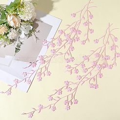 ポリエステル製花刺繍糸アイロン/縫い付けパッチ  布のアップリケ  ピンク  470x170x1.5mm&nbsp;PATC-WH20017-19J
