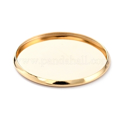 304ステンレススチールカボションセッティング  プレーンエッジベゼルカップ  フラットラウンド  ゴールドカラー  27x2mmトレイ：25mm&nbsp;STAS-Y001-12I-G