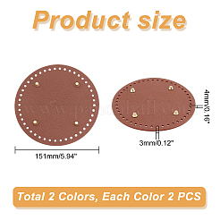 TPR プラスチック イミテーション レザー バッグ ボトムス セット  鉄の釘で  フラットラウンド  ミックスカラー  15.1x0.3cm  穴：4mm  4個/セット&nbsp;FIND-WH0013-95