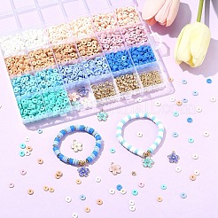DIY ストレッチ ブレスレット ジュエリー キット  ポリマー粘土ビーズを含む  合金エナメルチャーム  304ステンレススチール丸カン  ccbプラスチックスペーサービーズ  弾性水晶の線  ミックスカラー  6x1mm  穴：2mm  約305個/13g  10色  13 G /カラー  130グラム&nbsp;DIY-YW0011-88