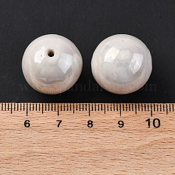 手作り樹脂粘土ビーズ  ラウンド  ホワイト  19.5x19mm  穴：2mm&nbsp;PORC-K005-02A-04