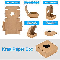 厚紙折り箱  ジュエリーギフトボックス  ハート柄付き  正方形  ペルー  8.7x8.7x3.6cm&nbsp;CON-WH0087-07